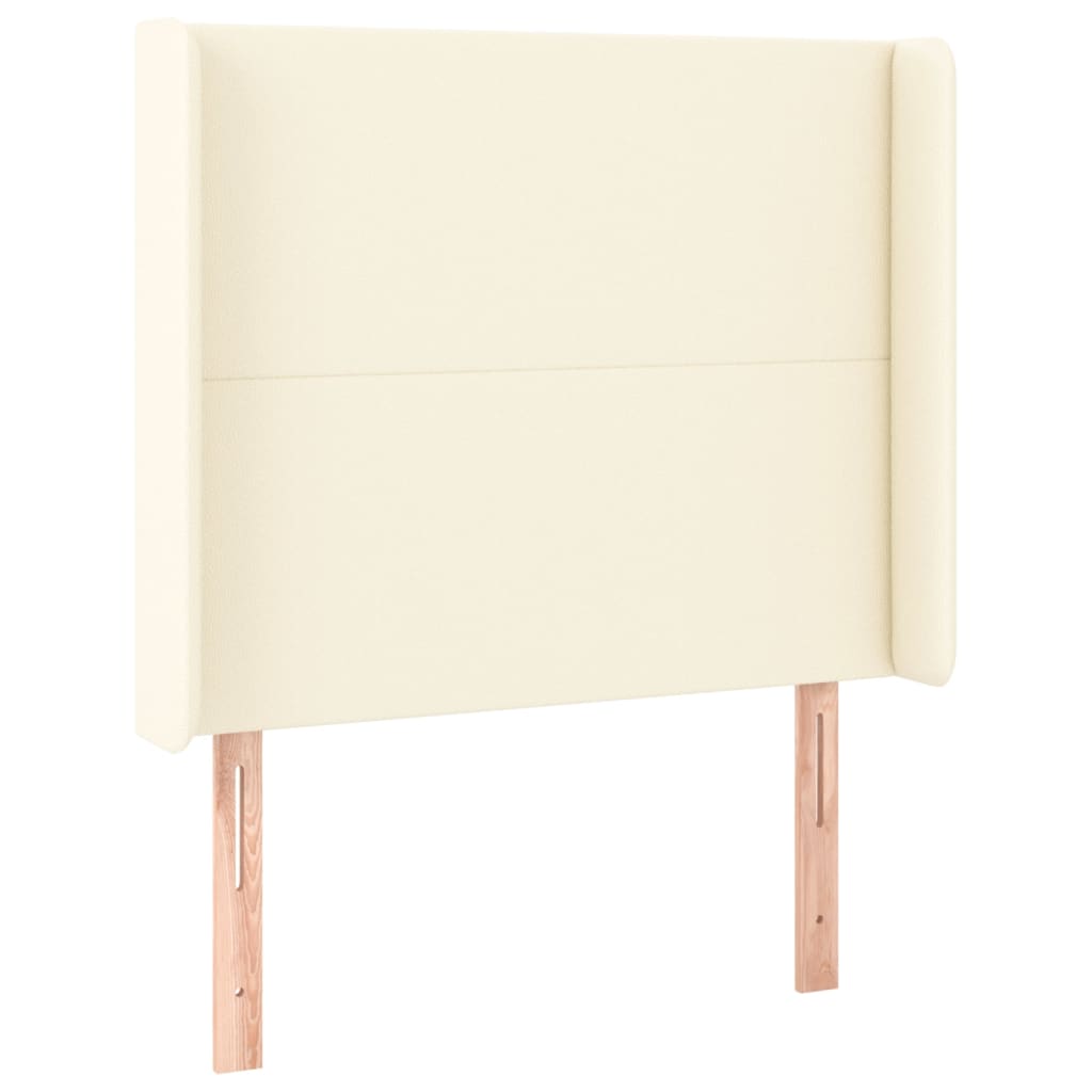 sengegavl med kanter 83x16x118/128 cm kunstlæder cremefarvet