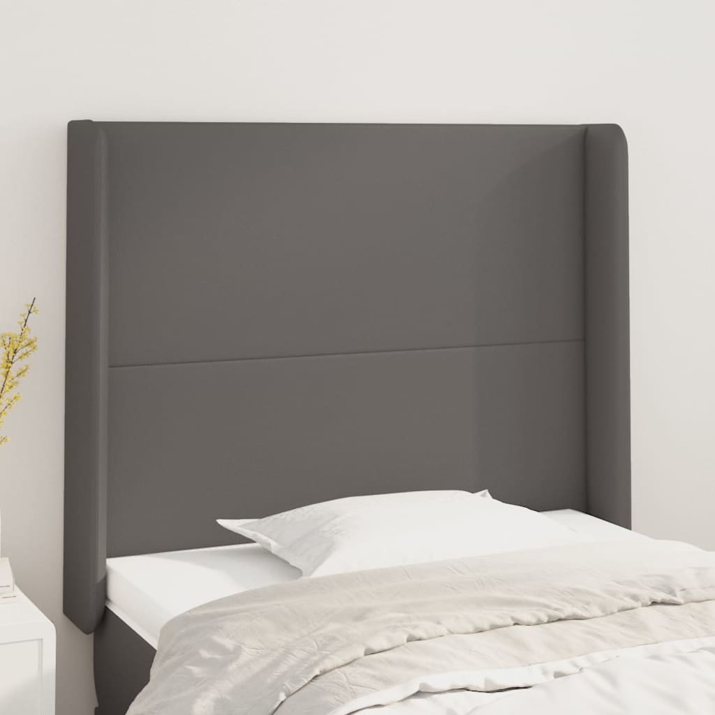 sengegavl med kanter 83x16x118/128 cm kunstlæder grå