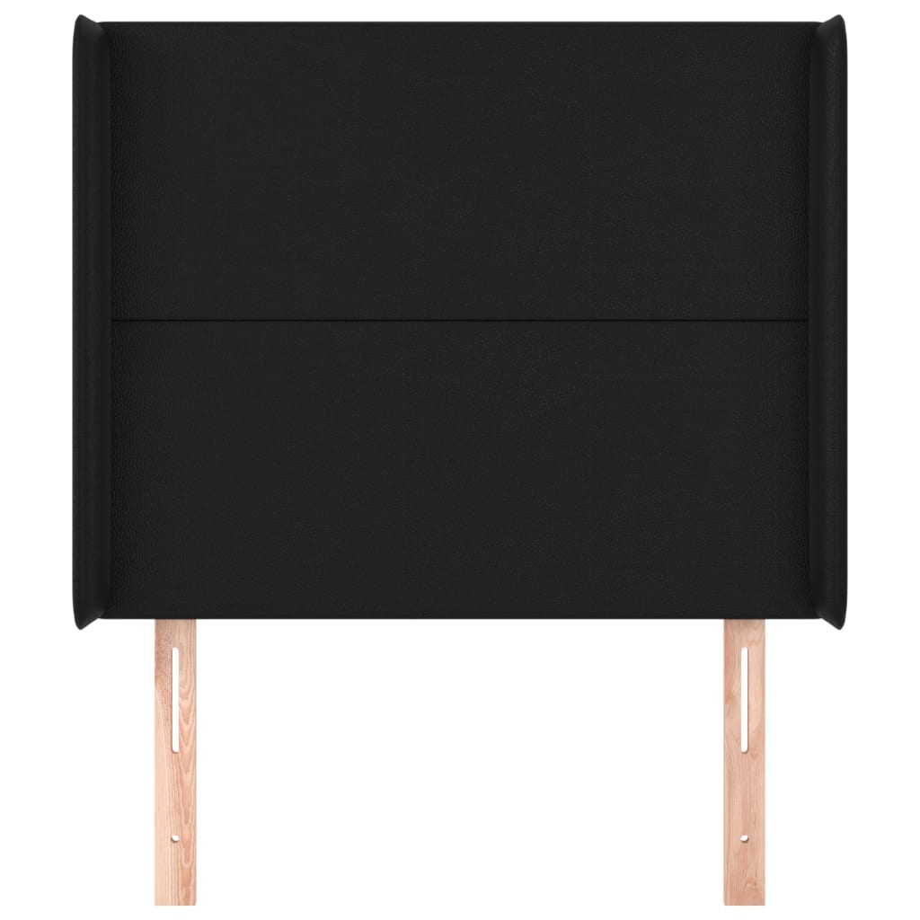 sengegavl med kanter 93x16x118/128 cm kunstlæder sort