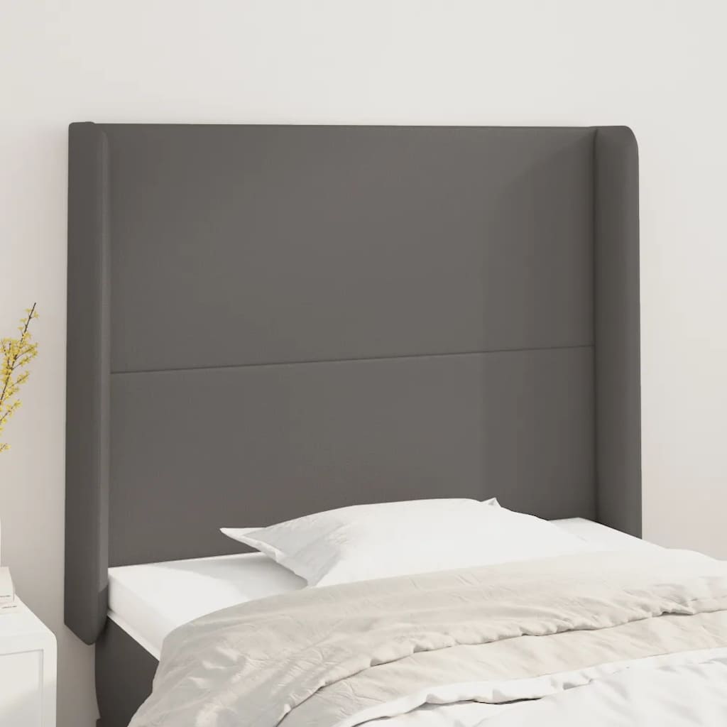 sengegavl med kanter 93x16x118/128 cm kunstlæder grå