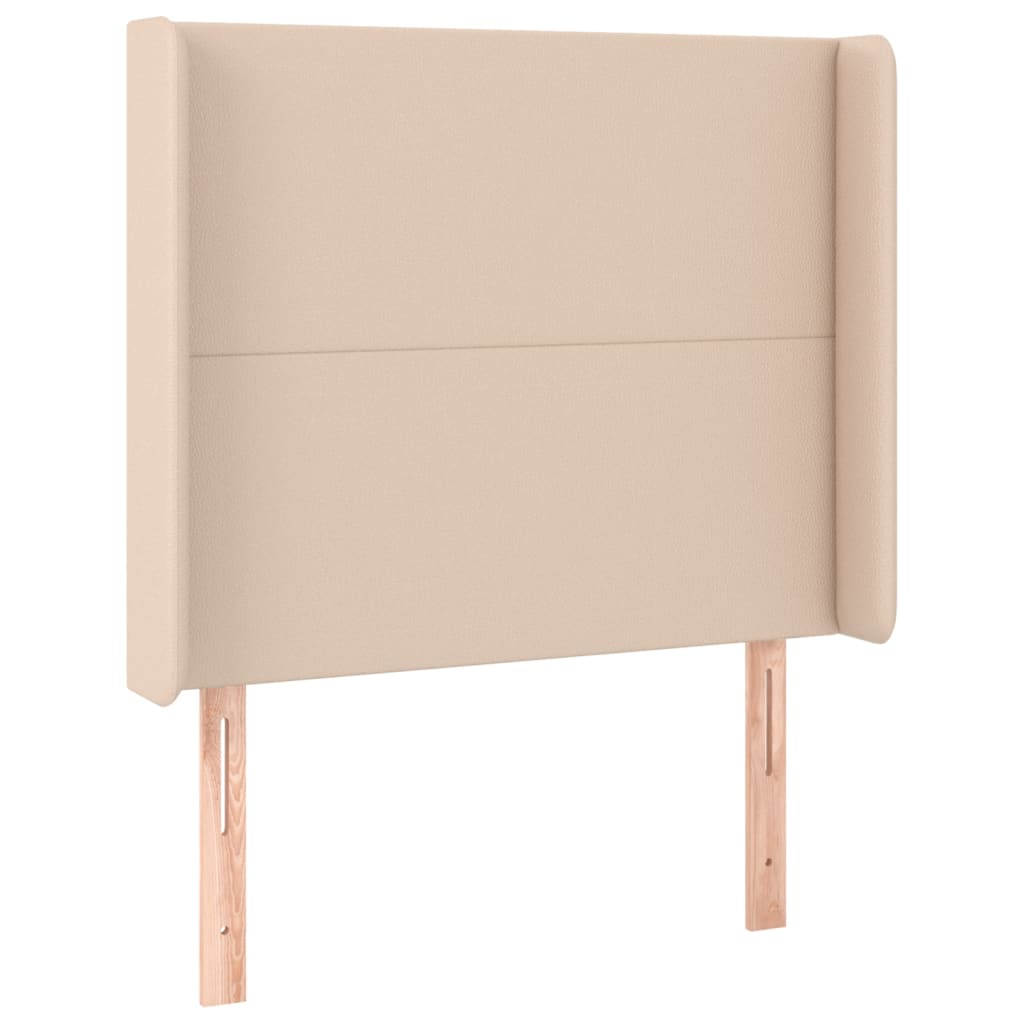 sengegavl med kanter 93x16x118/128 cm kunstlæder cappuccino