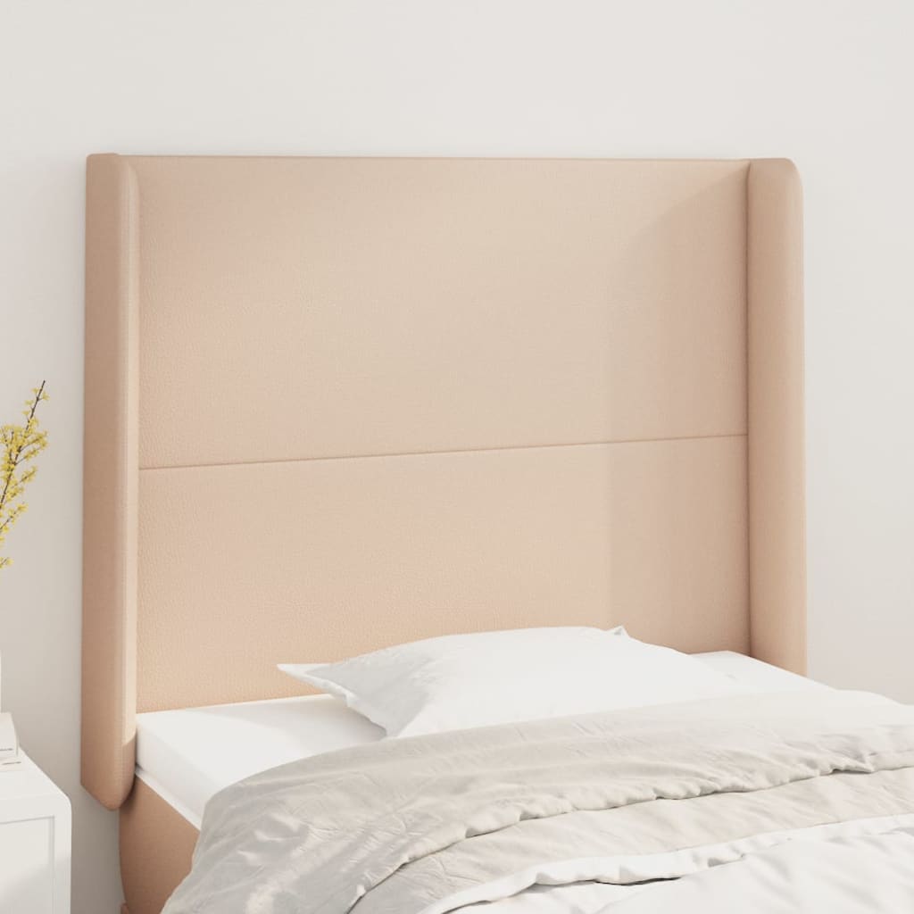 sengegavl med kanter 93x16x118/128 cm kunstlæder cappuccino