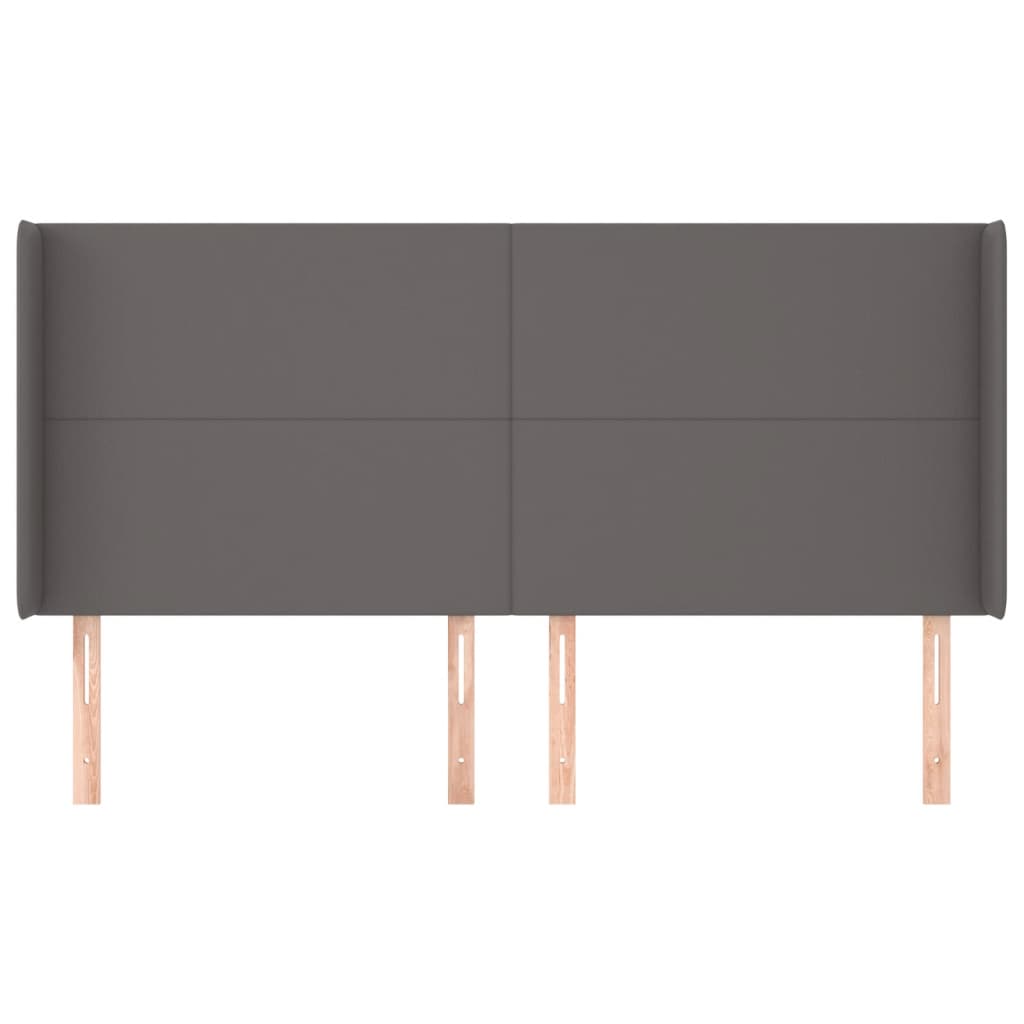 sengegavl med kanter 183x16x118/128 cm kunstlæder grå