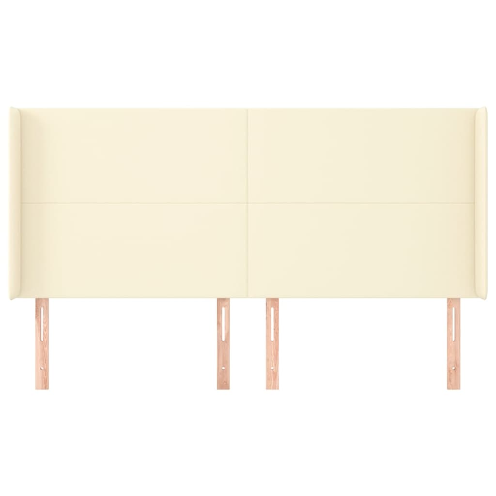 sengegavl med kanter 203x16x118/128 cm kunstlæder cremefarvet