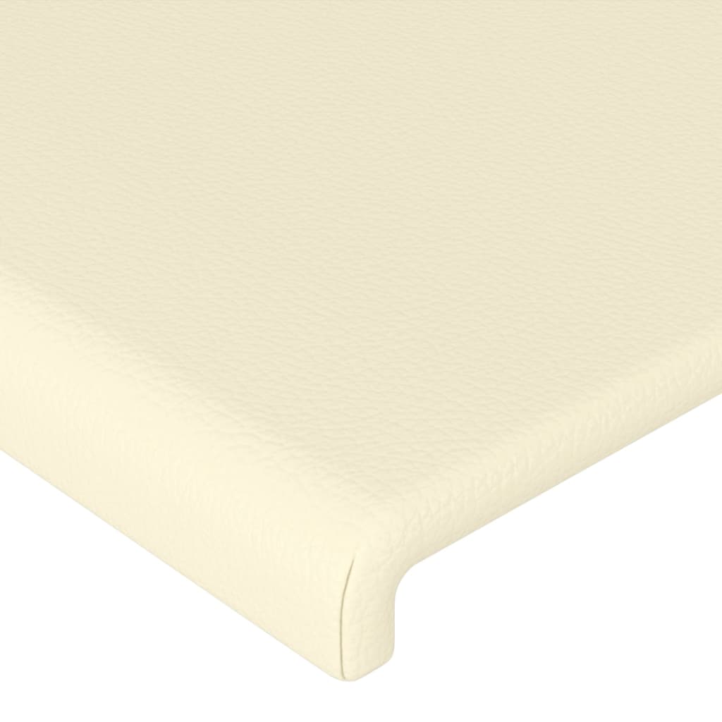sengegavl med kanter 203x16x118/128 cm kunstlæder cremefarvet