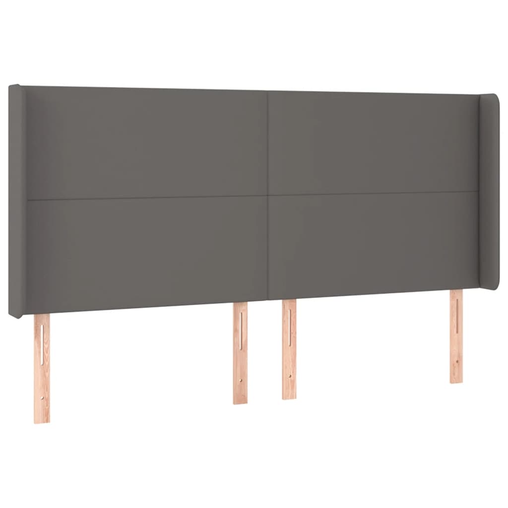 sengegavl med kanter 203x16x118/128 cm kunstlæder grå