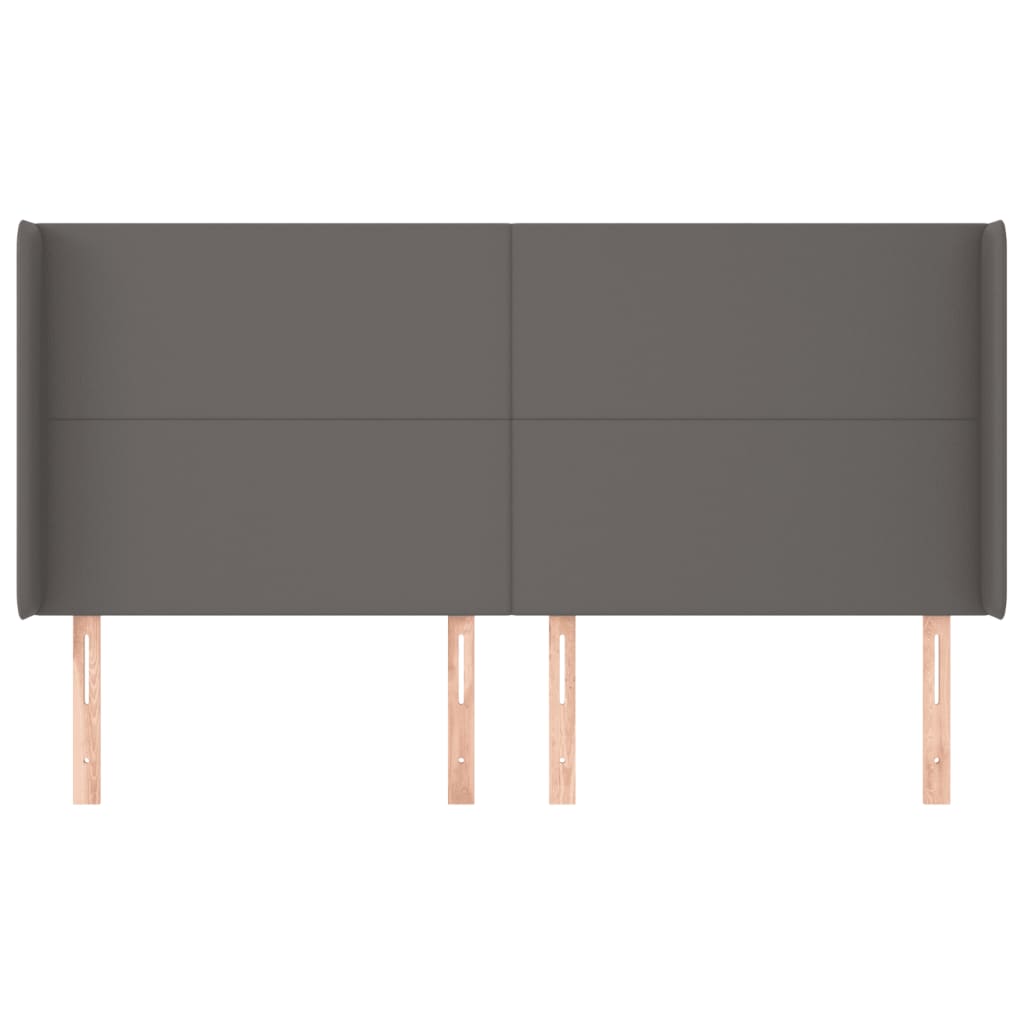 sengegavl med kanter 203x16x118/128 cm kunstlæder grå