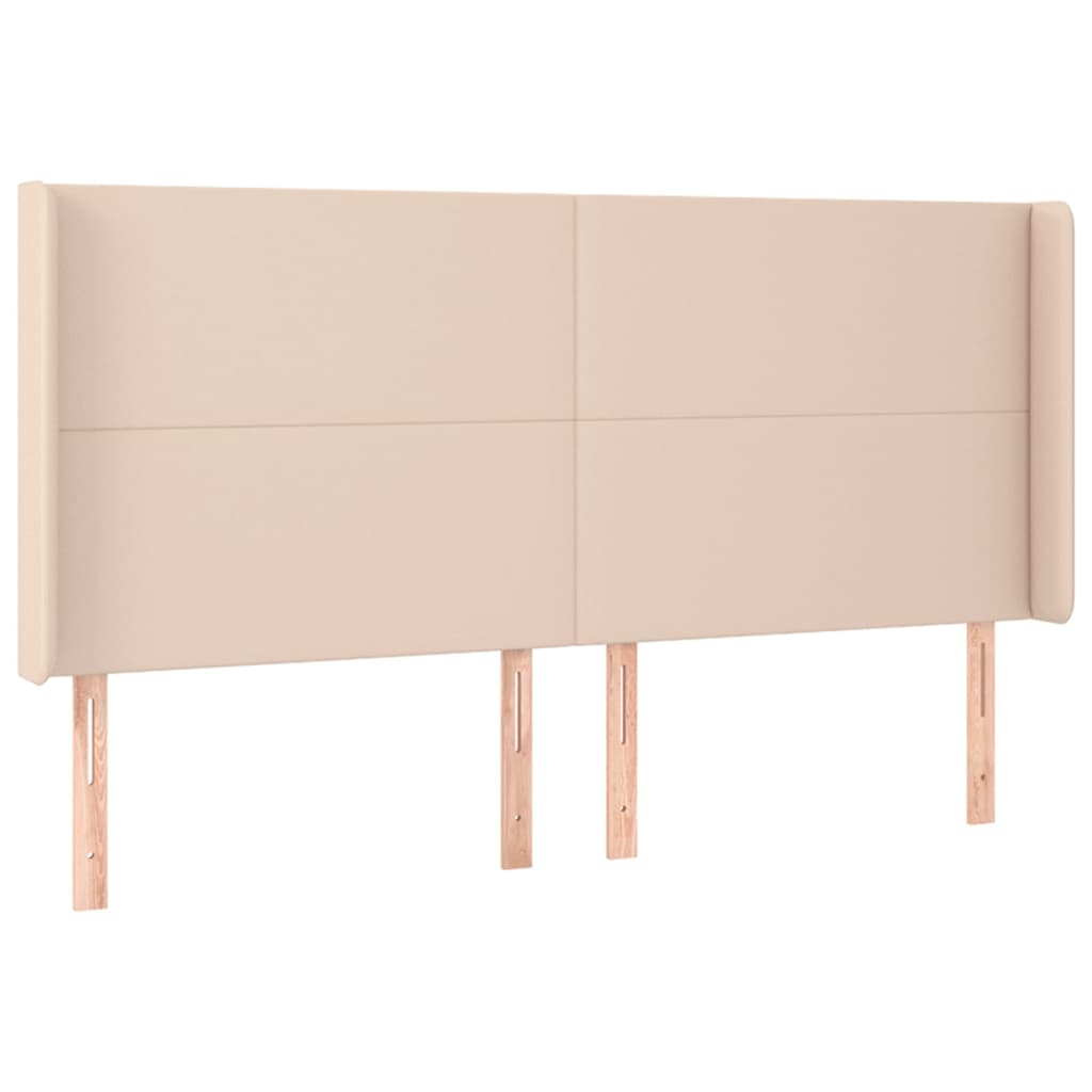 sengegavl med kanter 203x16x118/128 cm kunstlæder cappuccino