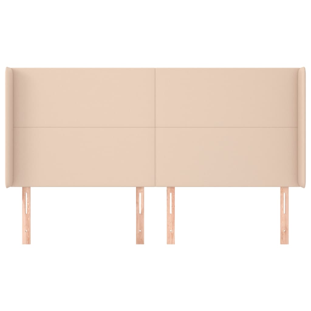 sengegavl med kanter 203x16x118/128 cm kunstlæder cappuccino
