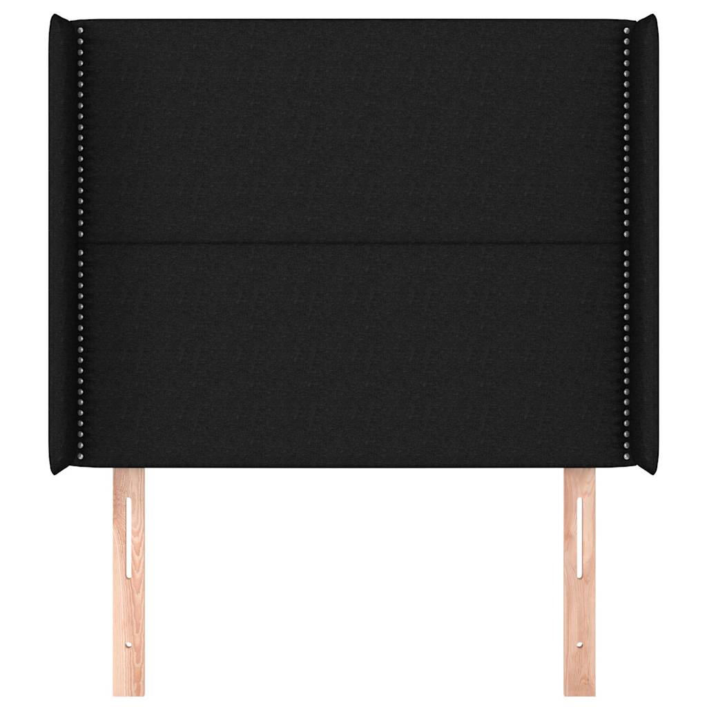 sengegavl med kanter 83x16x118/128 cm stof sort