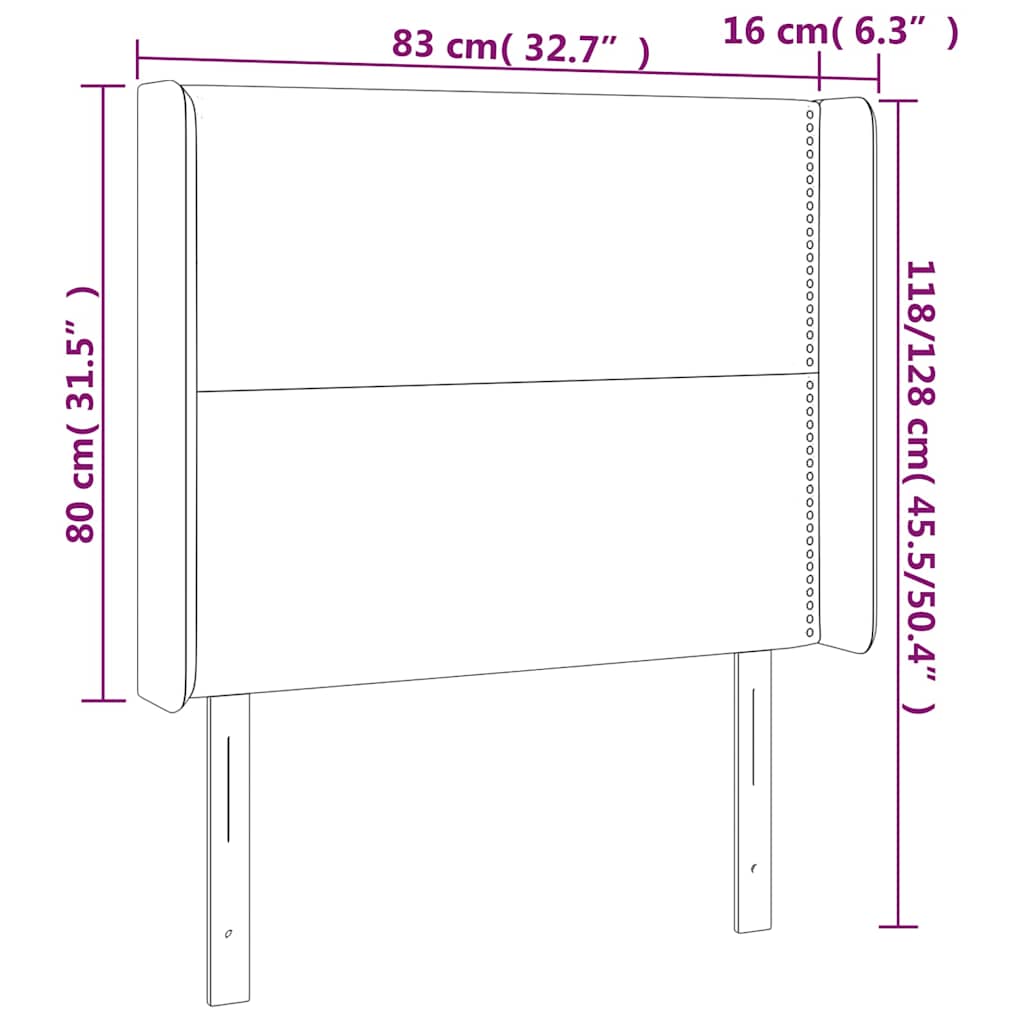 sengegavl med kanter 83x16x118/128 cm stof sort