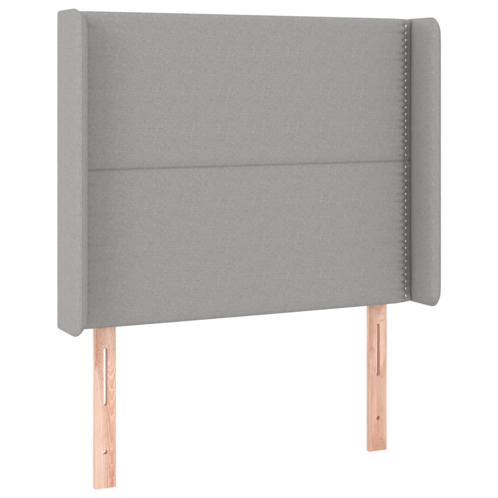 sengegavl med kanter 93x16x118/128 cm stof lysegrå