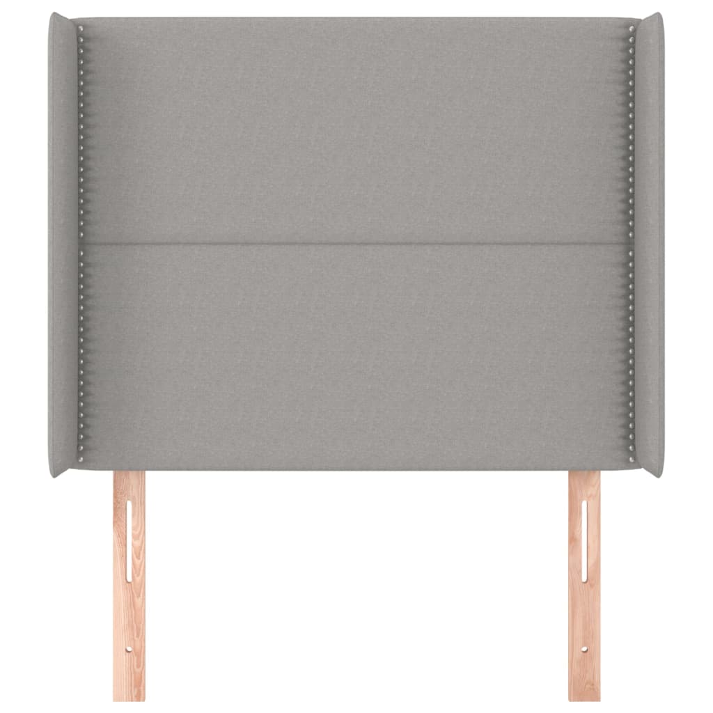 sengegavl med kanter 93x16x118/128 cm stof lysegrå