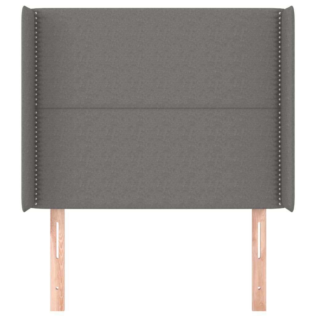sengegavl med kanter 93x16x118/128 cm stof mørkegrå