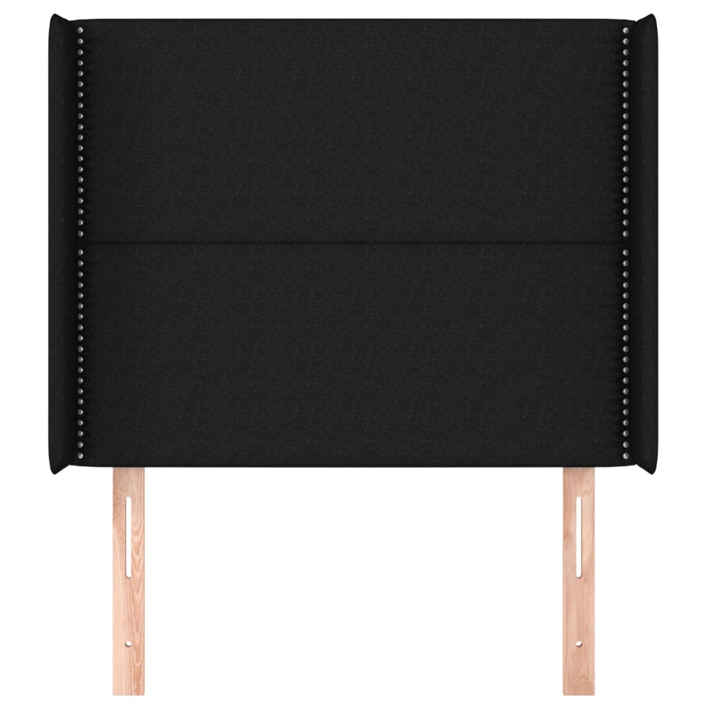 sengegavl med kanter 93x16x118/128 cm stof sort