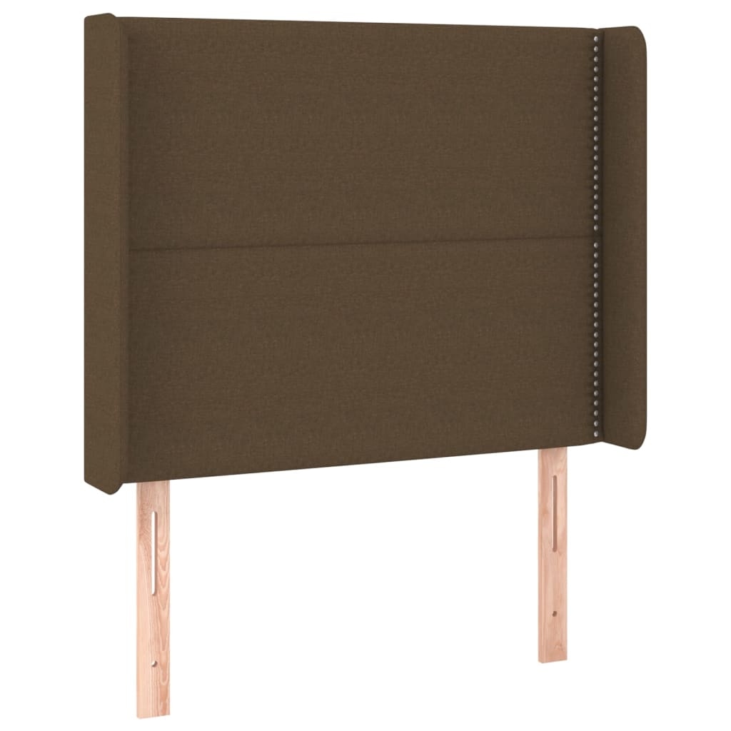 sengegavl med kanter 93x16x118/128 cm stof mørkebrun