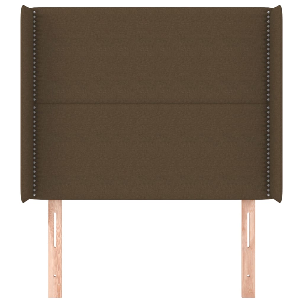 sengegavl med kanter 93x16x118/128 cm stof mørkebrun