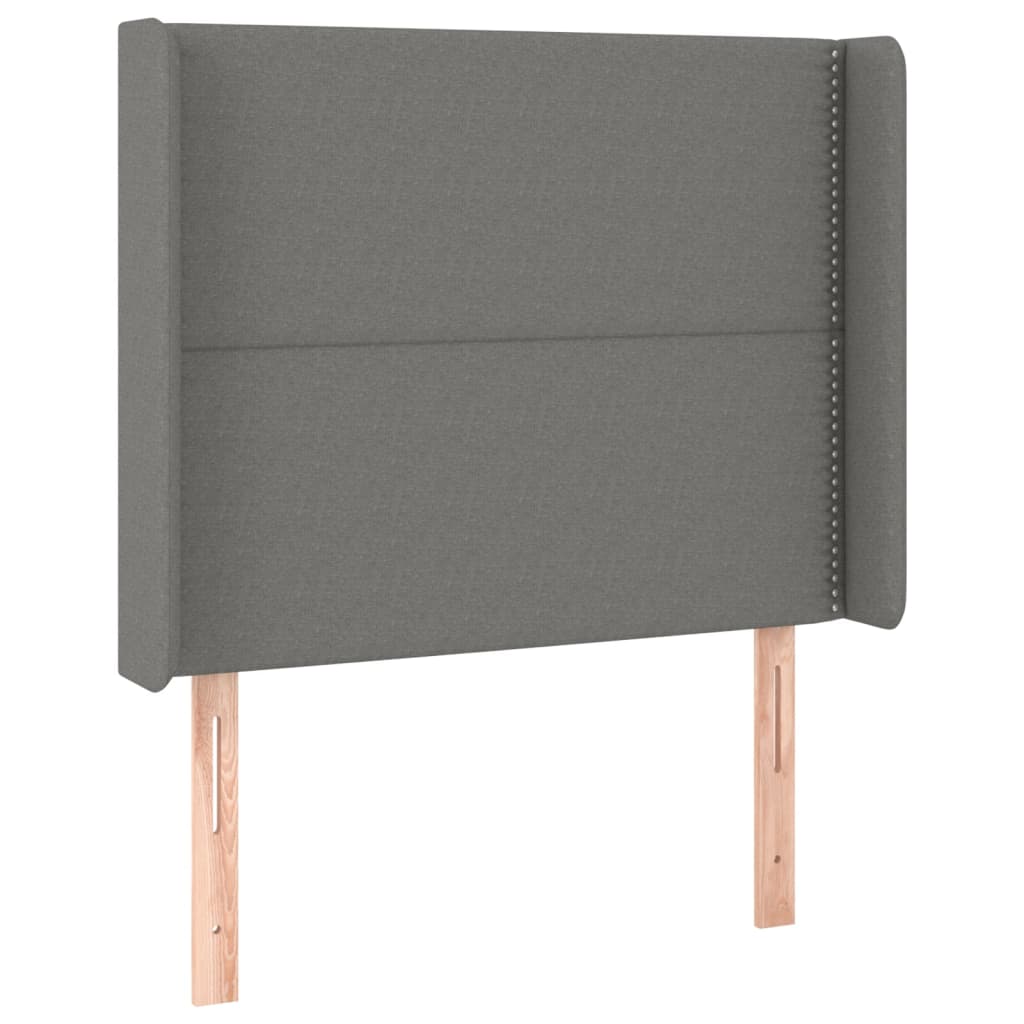 sengegavl med kanter 103x16x118/128 cm stof mørkegrå