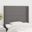sengegavl med kanter 103x16x118/128 cm stof mørkegrå