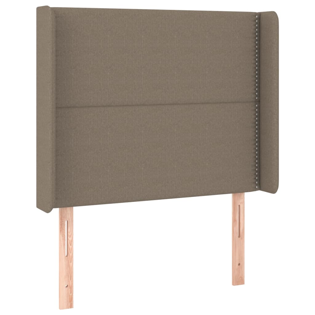 sengegavl med kanter 103x16x118/128 cm stof gråbrun