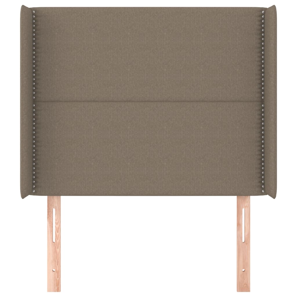 sengegavl med kanter 103x16x118/128 cm stof gråbrun