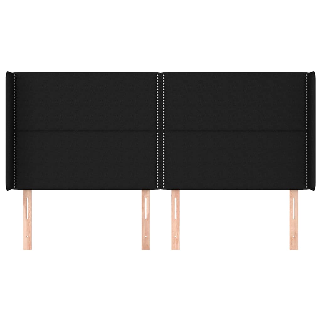 sengegavl med kanter 163x16x118/128 cm stof sort