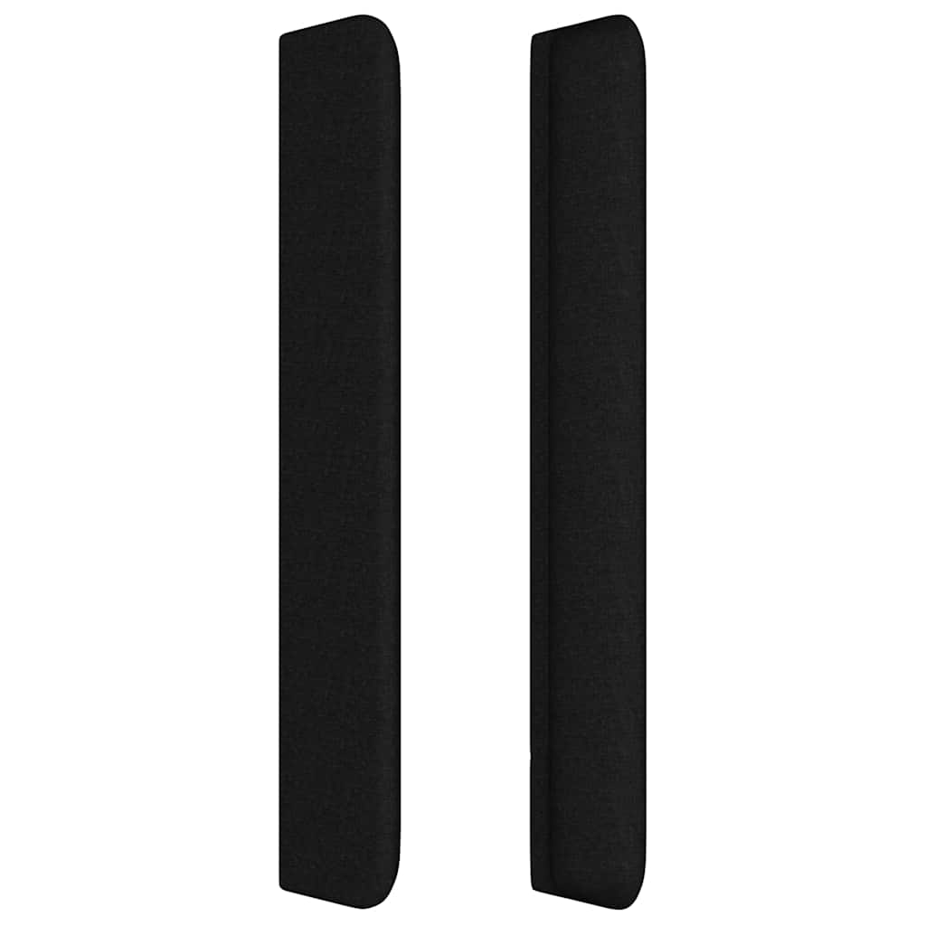 sengegavl med kanter 163x16x118/128 cm stof sort