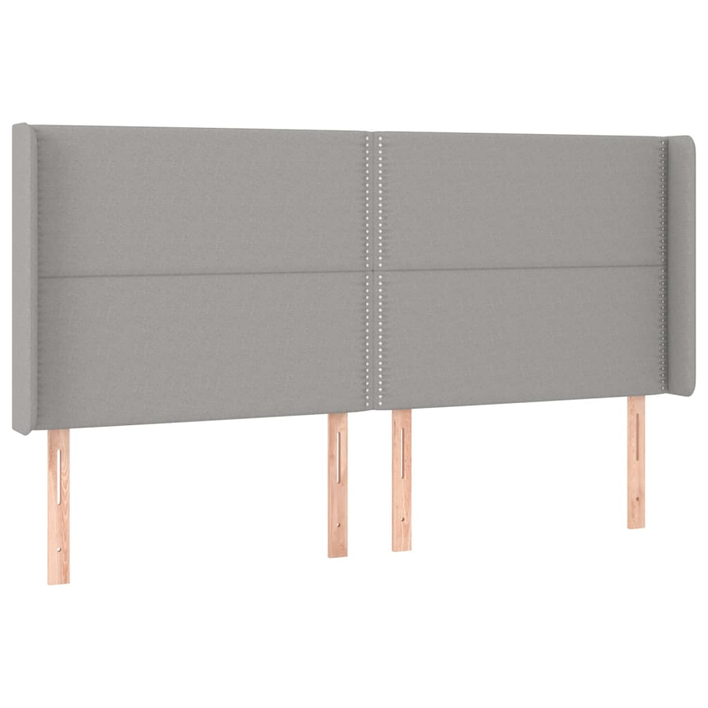 sengegavl med kanter 183x16x118/128 cm stof lysegrå