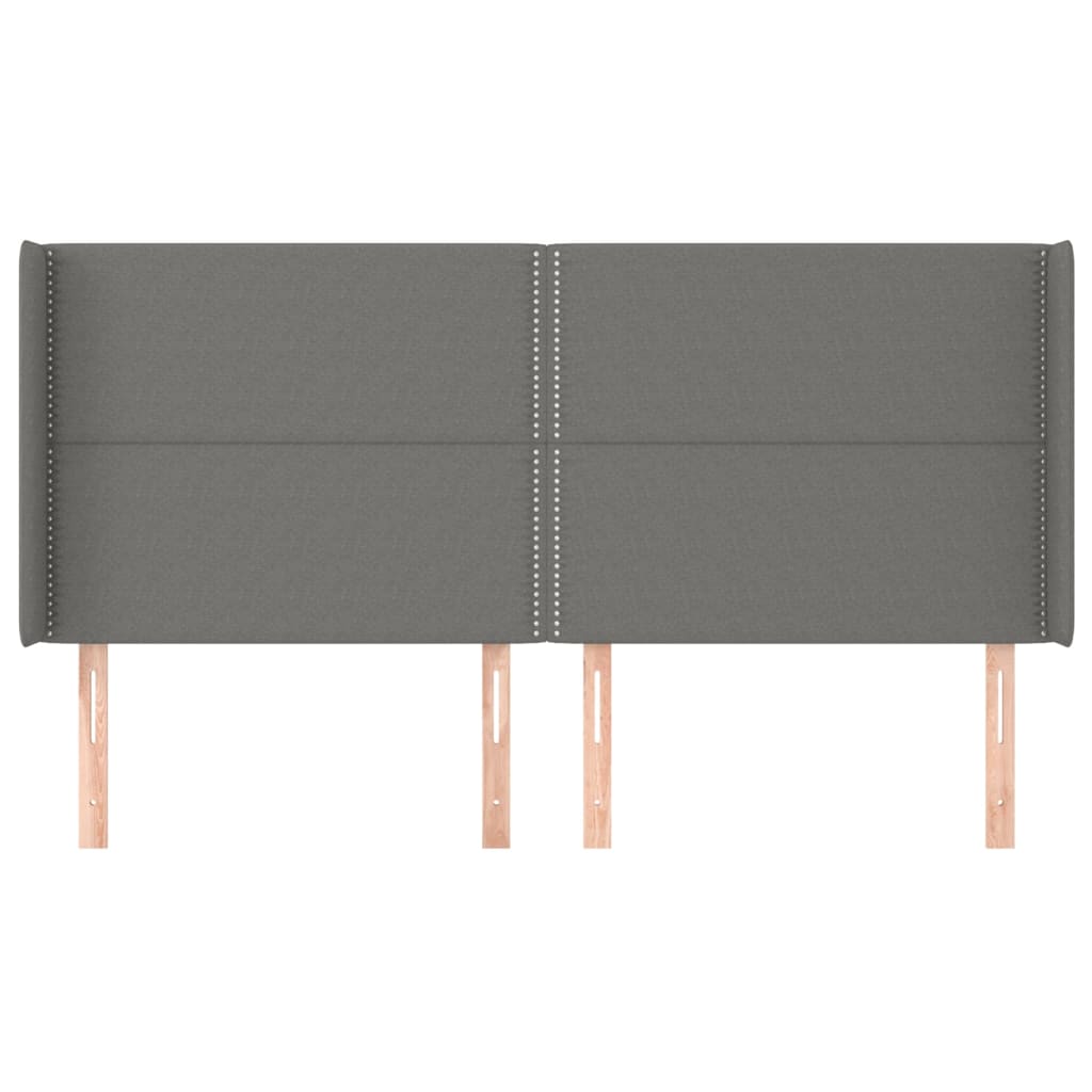 sengegavl med kanter 183x16x118/128 cm stof mørkegrå