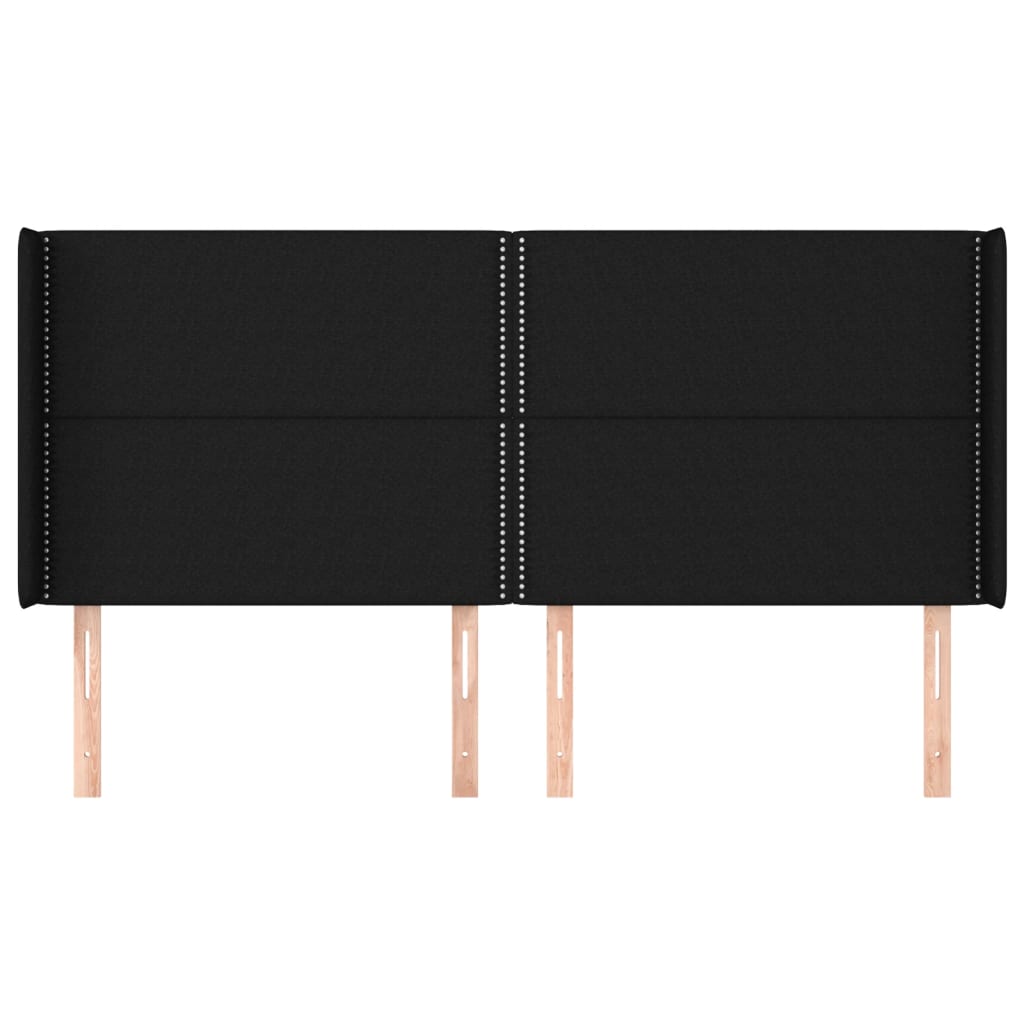 sengegavl med kanter 183x16x118/128 cm stof sort