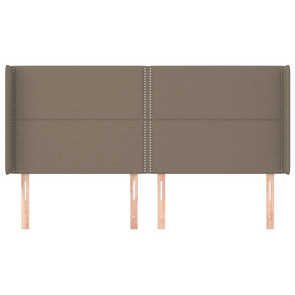 sengegavl med kanter 183x16x118/128 cm stof gråbrun