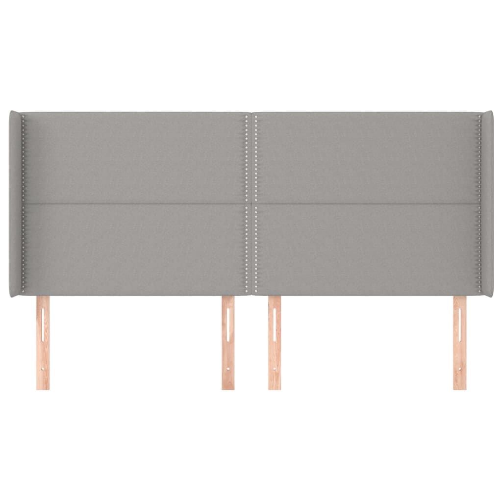 sengegavl med kanter 203x16x118/128 cm stof lysegrå