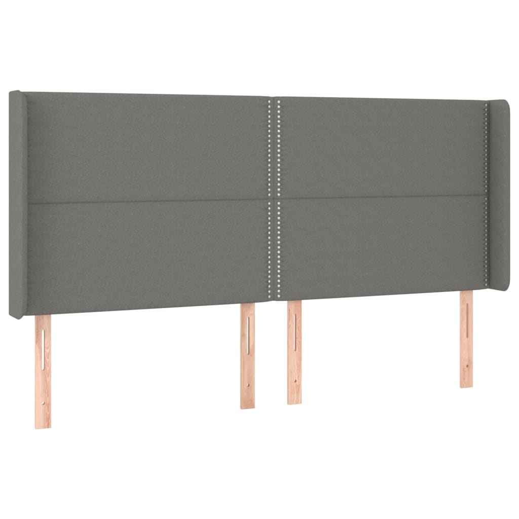sengegavl med kanter 203x16x118/128 cm stof mørkegrå