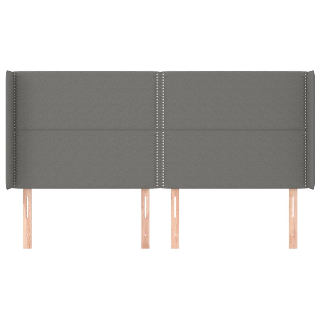 sengegavl med kanter 203x16x118/128 cm stof mørkegrå
