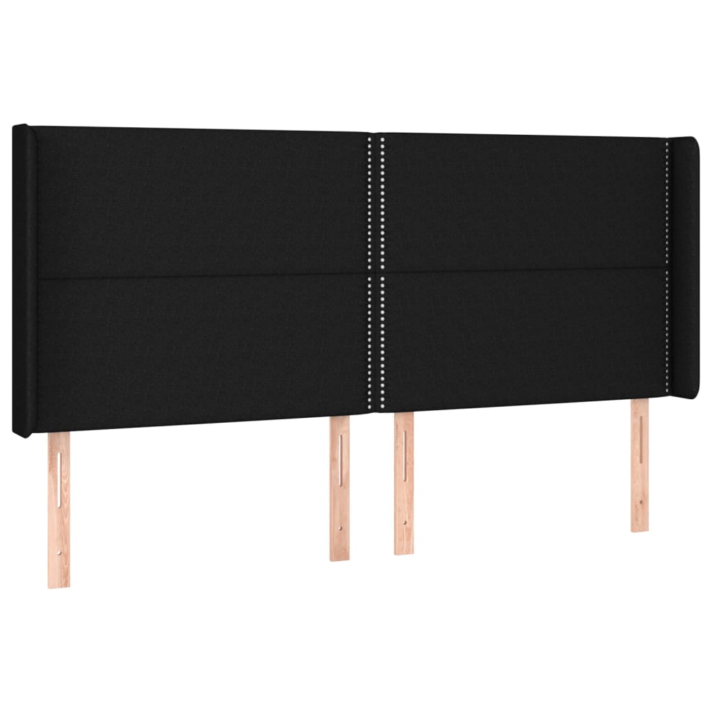 sengegavl med kanter 203x16x118/128 cm stof sort