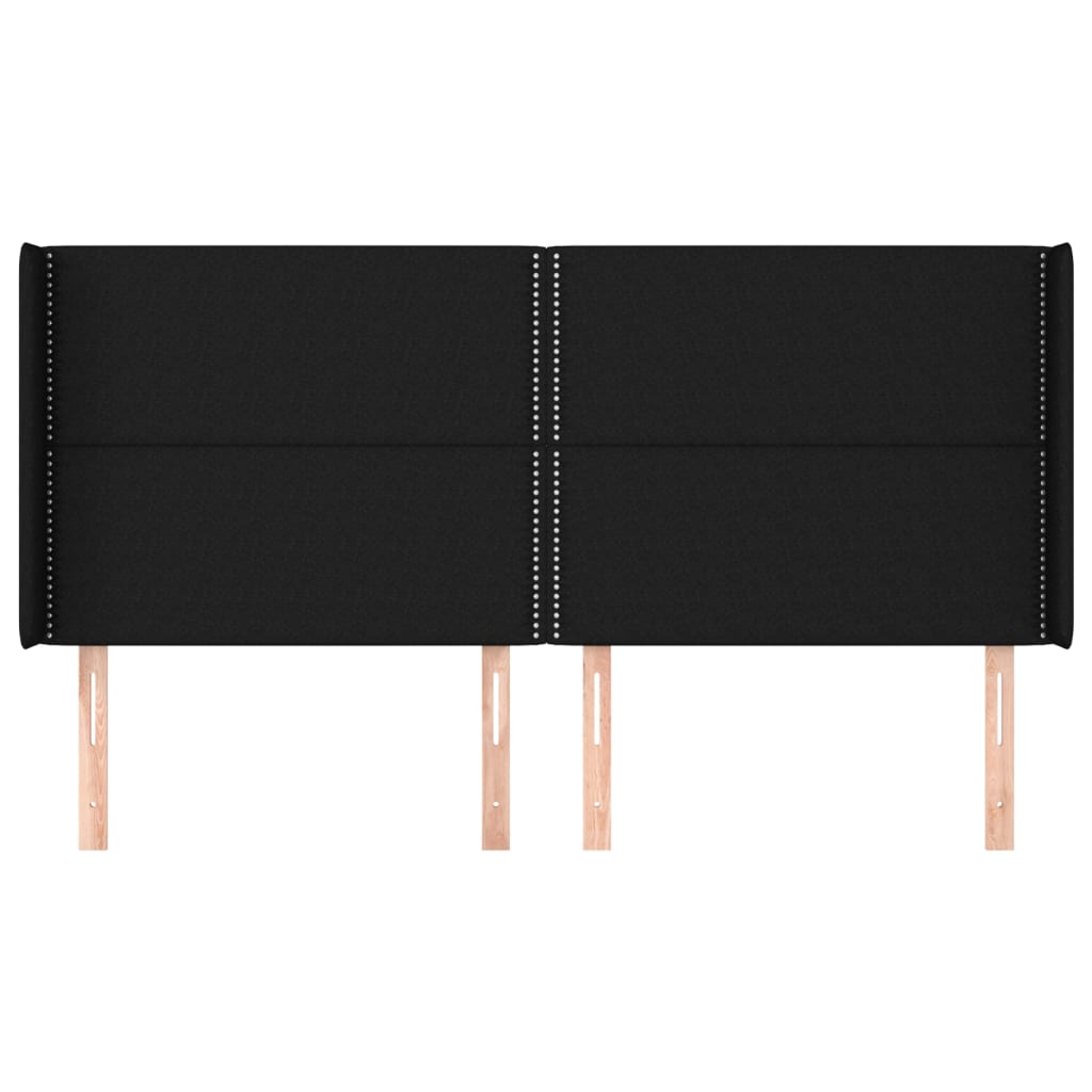 sengegavl med kanter 203x16x118/128 cm stof sort