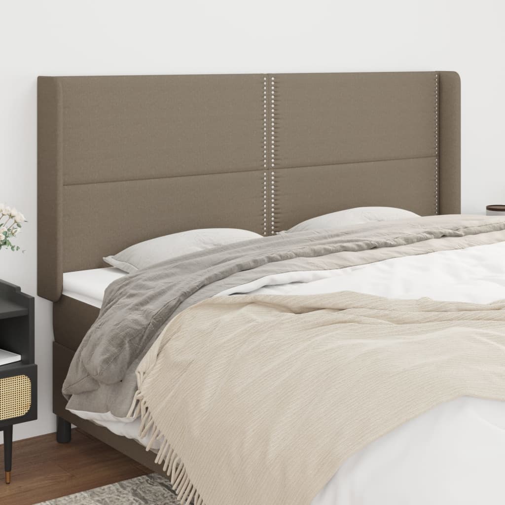 sengegavl med kanter 203x16x118/128 cm stof gråbrun
