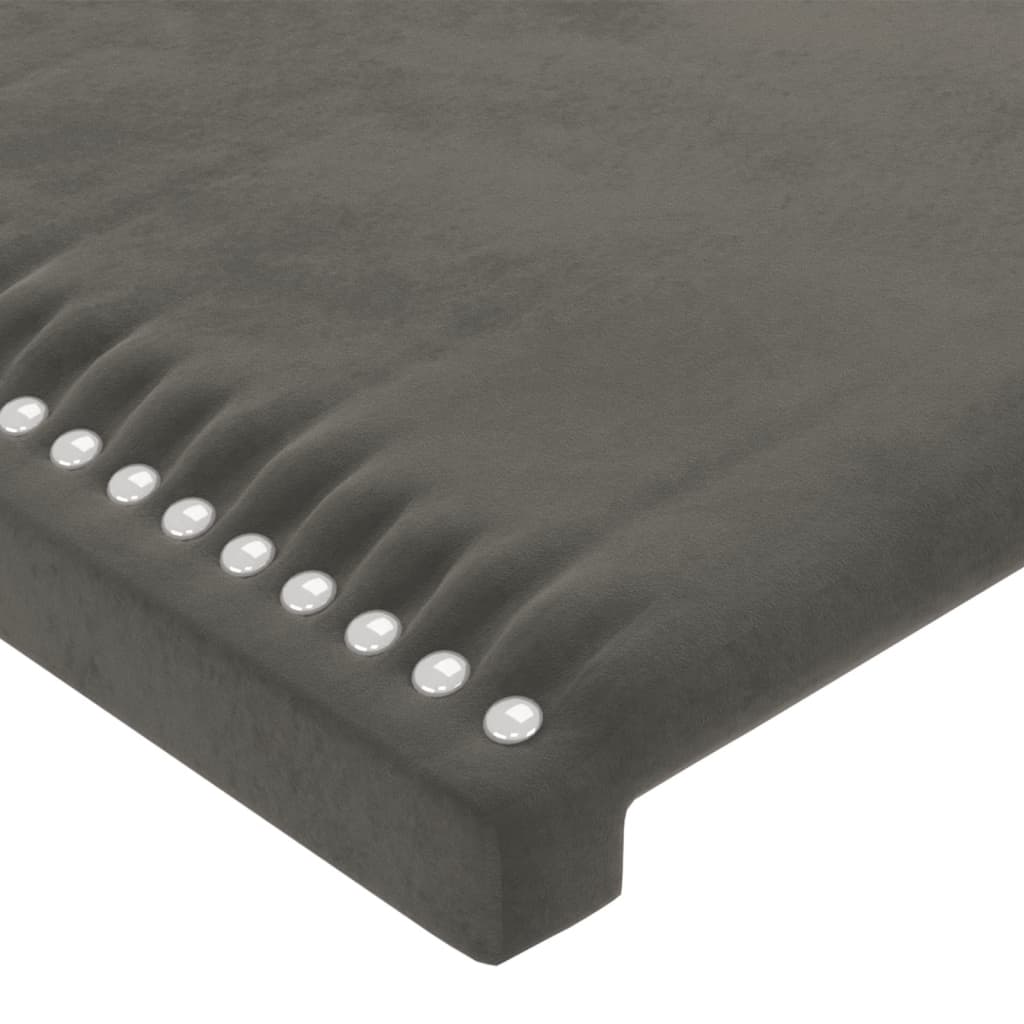 sengegavl med kanter 83x16x118/128 cm fløjl mørkegrå