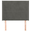 sengegavl med kanter 93x16x118/128 cm fløjl mørkegrå