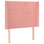 sengegavl med kanter 93x16x118/128 cm fløjl lyserød