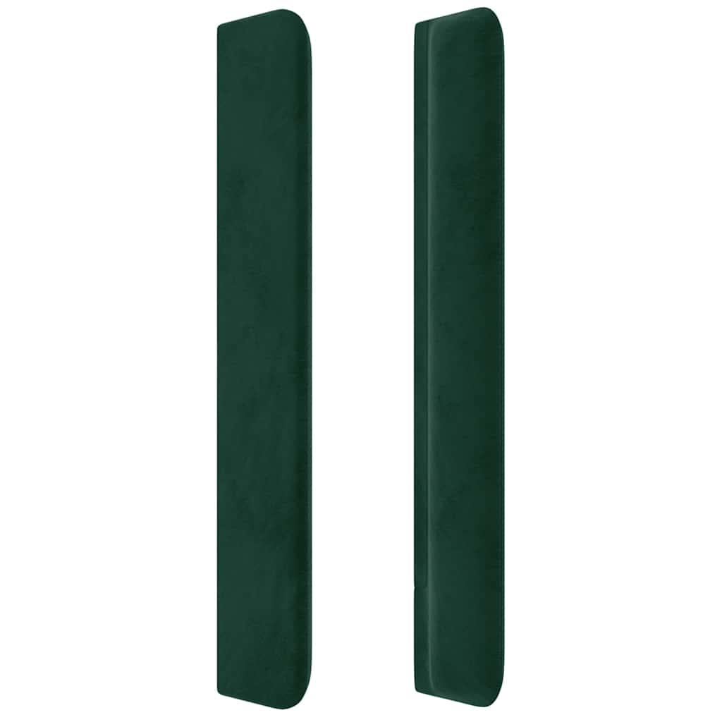 sengegavl med kanter 103x16x118/128 cm fløjl mørkegrøn