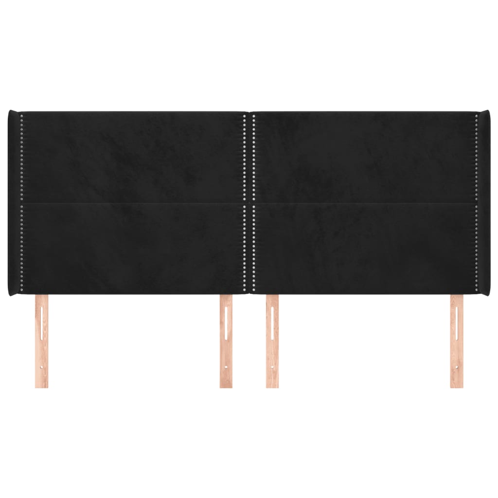 sengegavl med kanter 183x16x118/128 cm fløjl sort