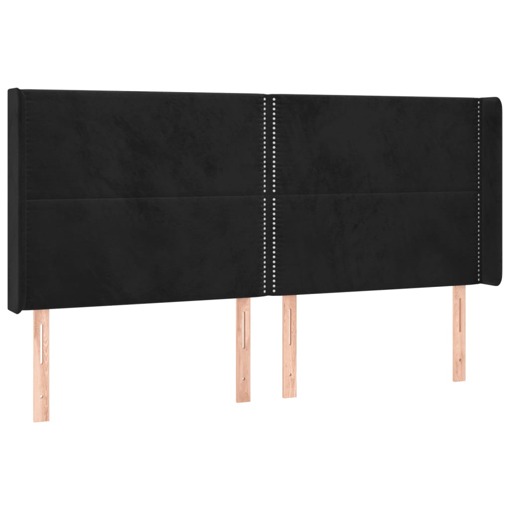 sengegavl med kanter 203x16x118/128 cm fløjl sort