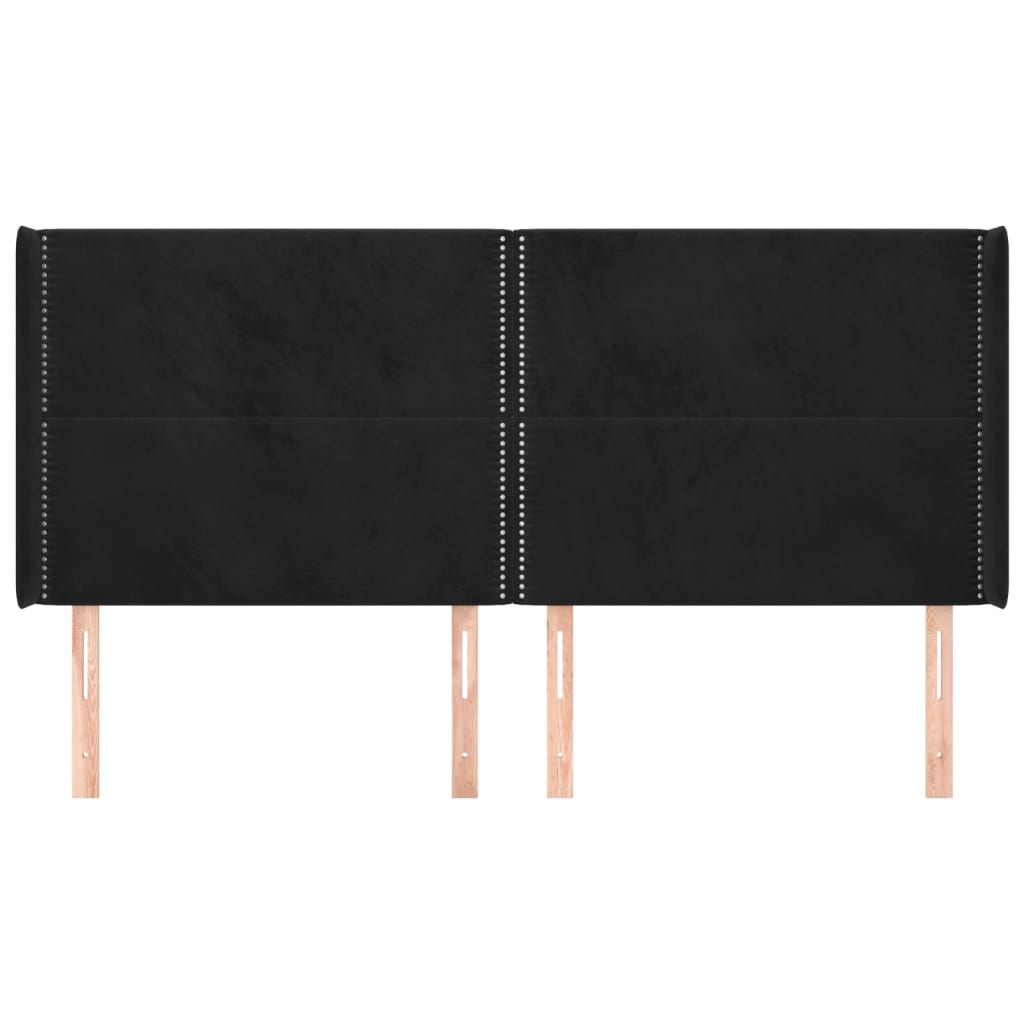 sengegavl med kanter 203x16x118/128 cm fløjl sort