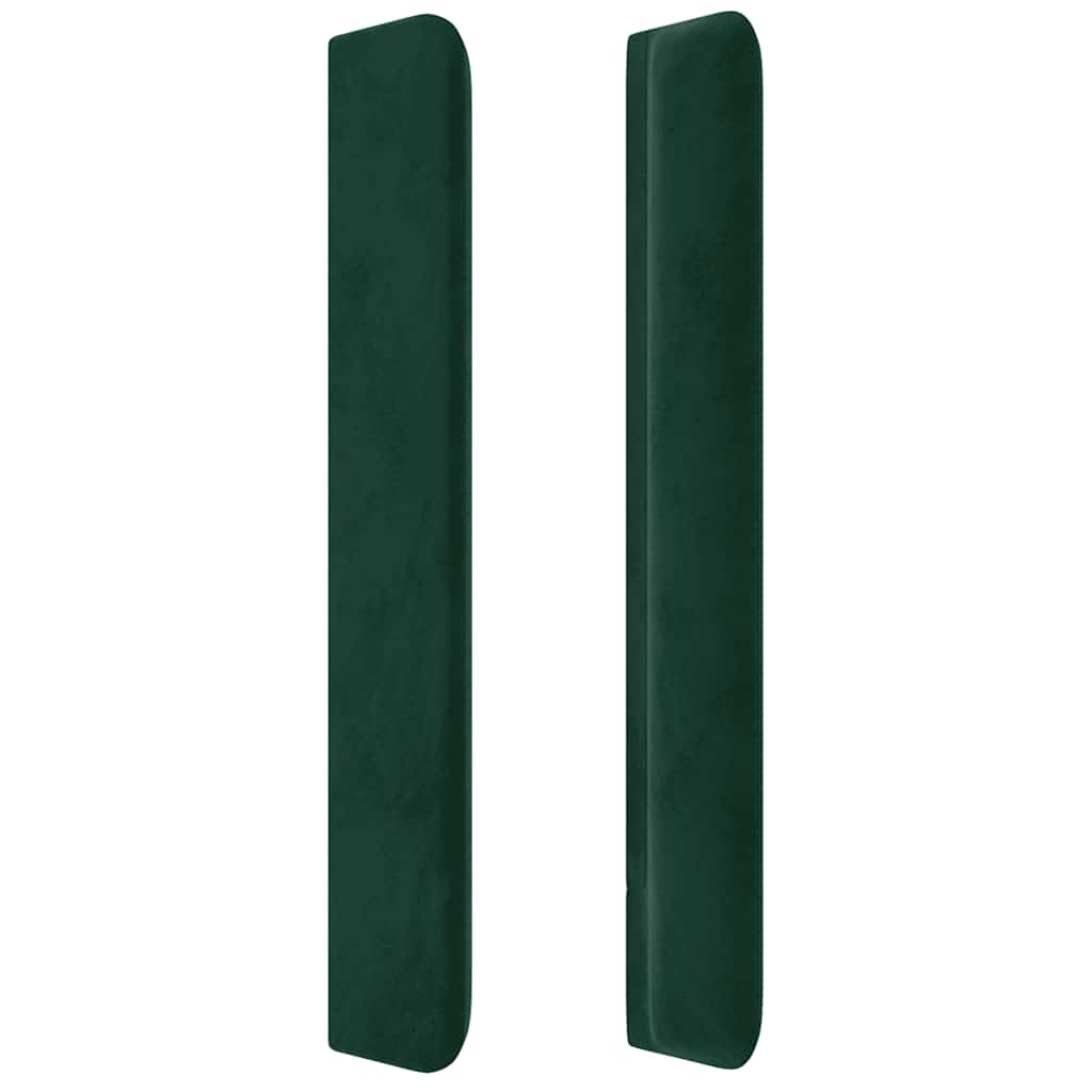 sengegavl med kanter 203x16x118/128 cm fløjl mørkegrøn