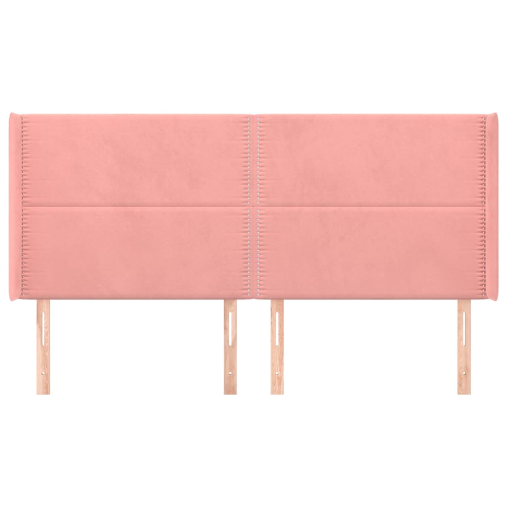 sengegavl med kanter 203x16x118/128 cm fløjl lyserød