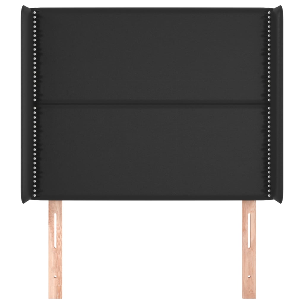 sengegavl med kanter 103x16x118/128 cm kunstlæder sort