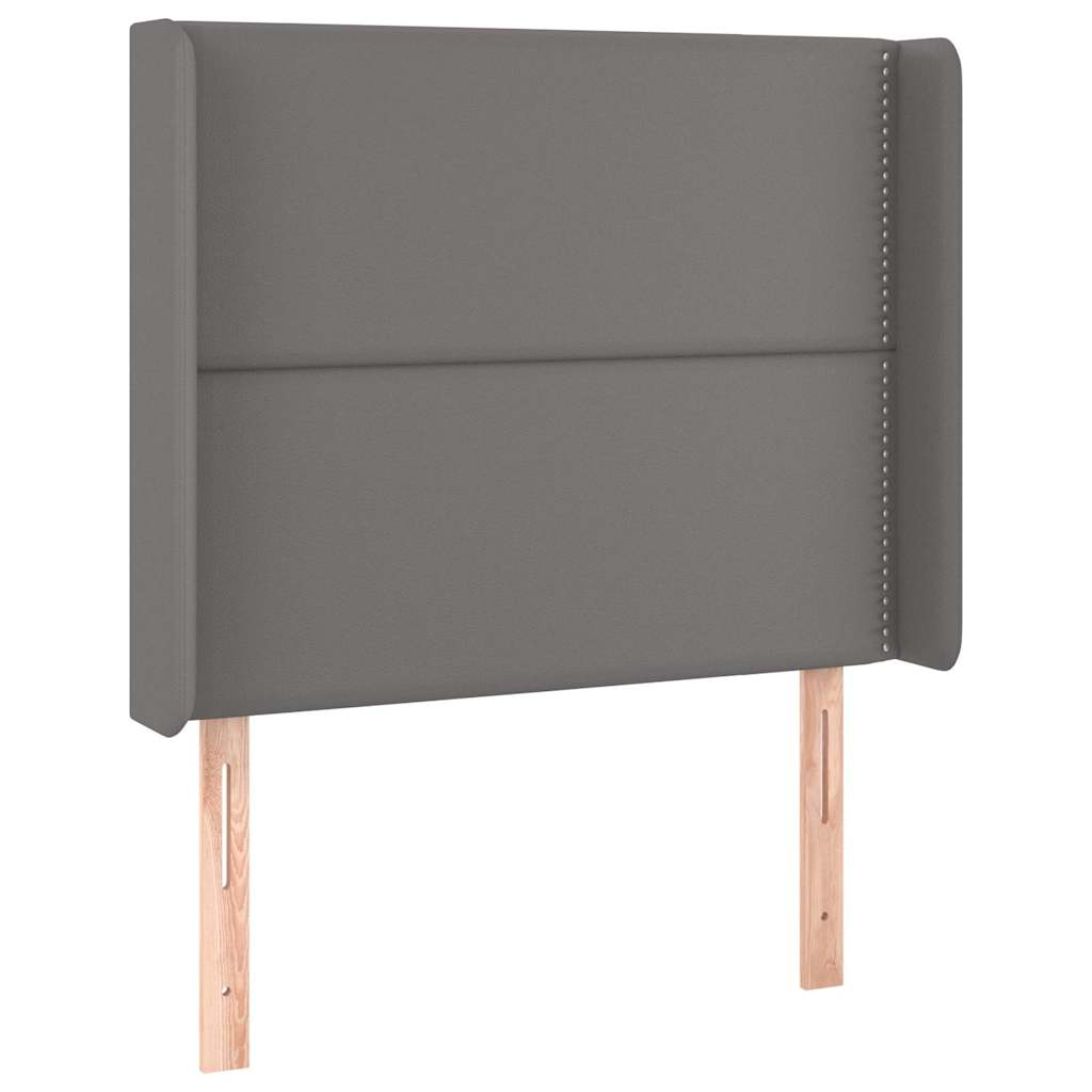 sengegavl med kanter 103x16x118/128 cm kunstlæder grå