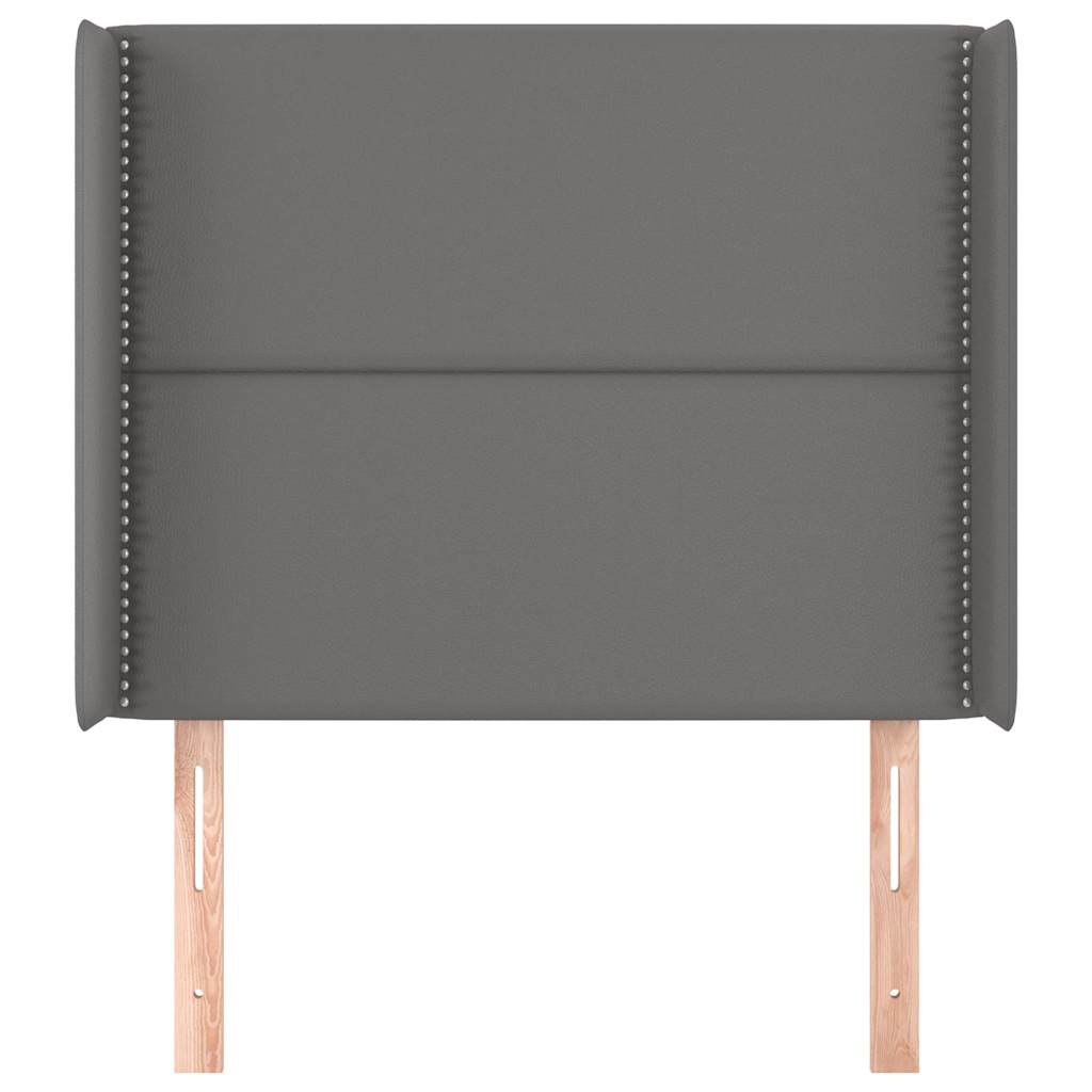 sengegavl med kanter 103x16x118/128 cm kunstlæder grå