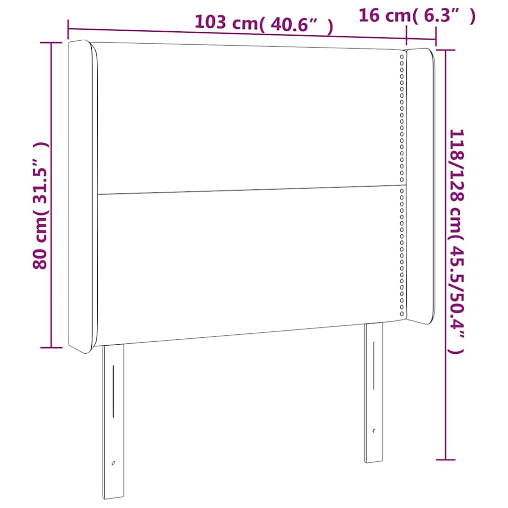 sengegavl med kanter 103x16x118/128 cm kunstlæder grå
